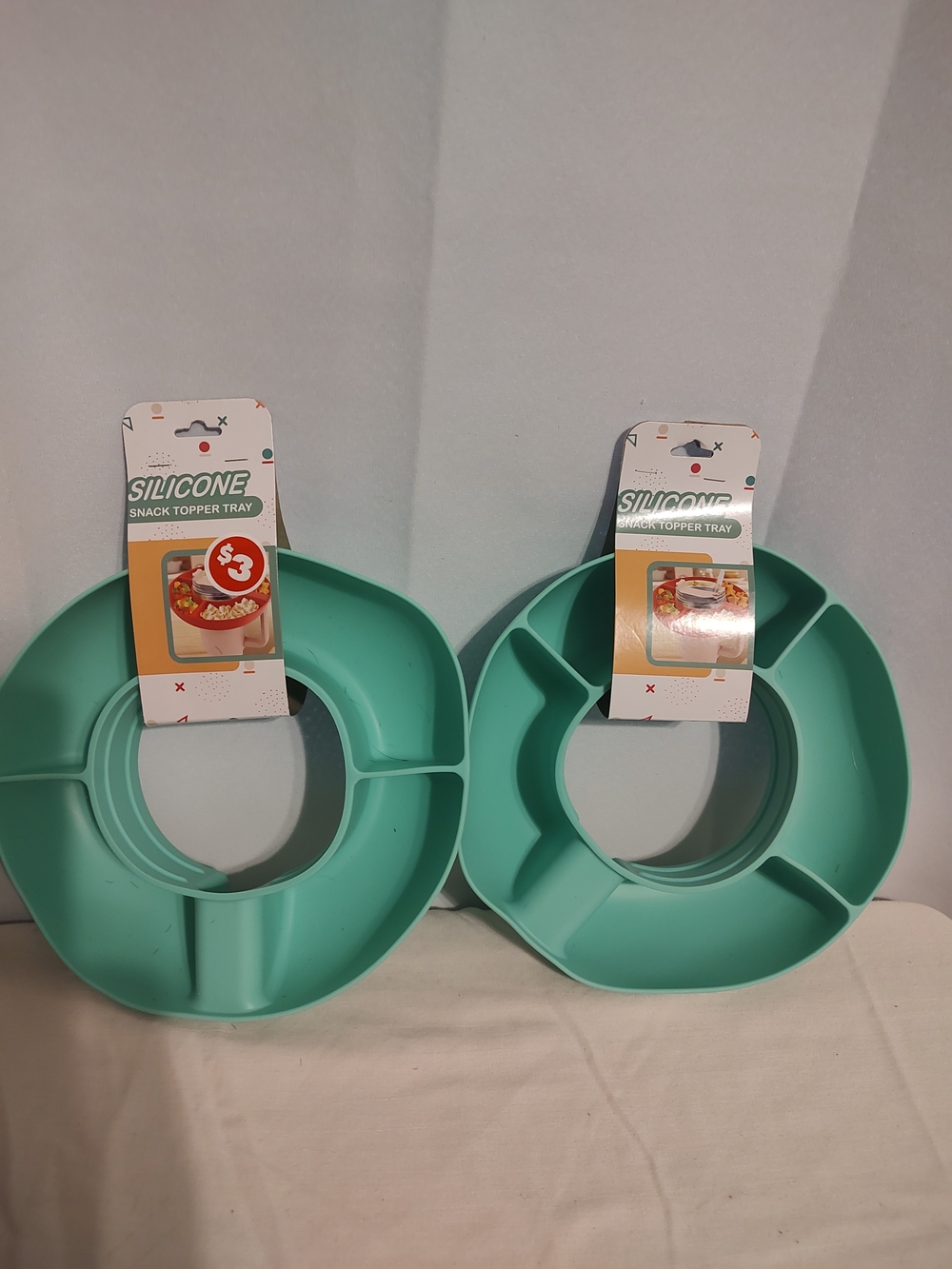 Silicone Snack Topper Tray in Mint Green - Set of 2